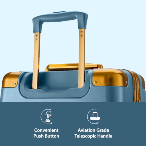 Image of Maleta Gold Series Check-in Large | 28 inch, 8 Spinner Wheels,Dual TSA Lock| Aluminium Frame | Trolley Bags for Travelling | Travel Bags for Luggage (Blue, Checkin-Large)