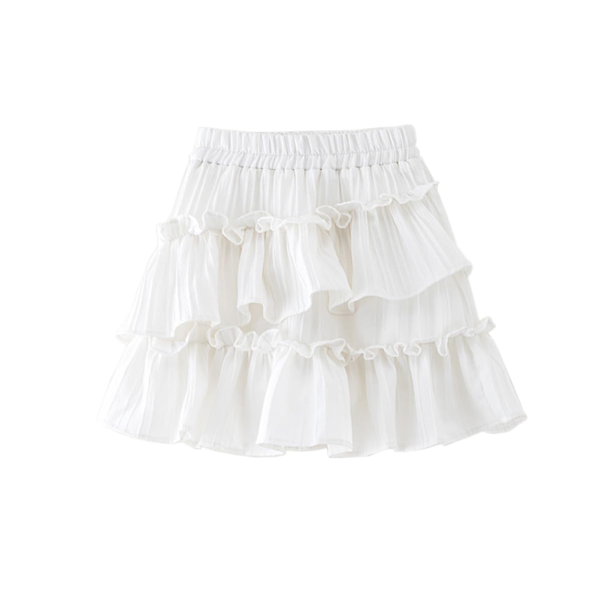 Citridarll Toddler Little Girl Ruffle Skirt Elastic Waist Tiered Layer Flowy A Line Short Mini Skirt Summer,13-14 Years,White