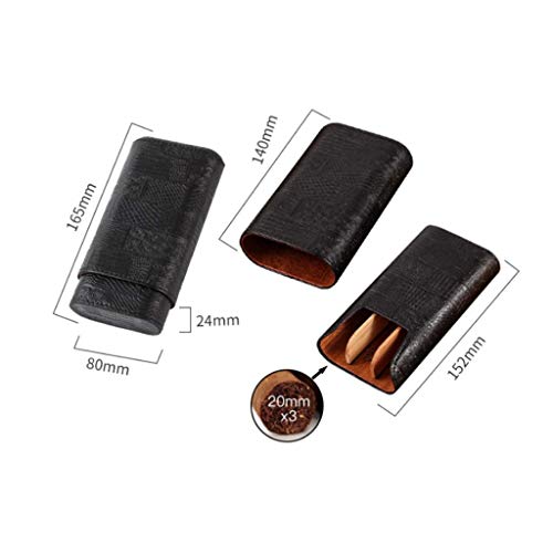 Cedar Wood Pocket Cigarette Box with 3 Tubes Portable Cigar Humidor Travel Outdoor Leather Case (Color : B) (B) image 5