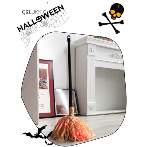 Escoba de Halloween en movimiento con luces led para cosplay y decoración iluminada exterior 8