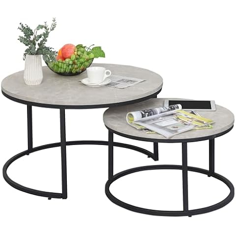 HOMCOM Round Coffee Table Set of 2 Cover