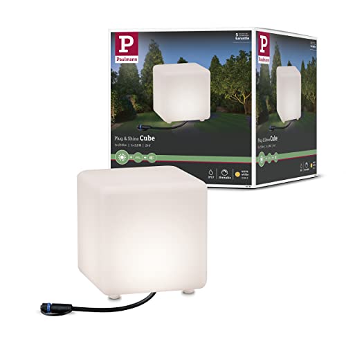 Paulmann 941.80 Outdoor Plug & Shine Lichtobjekt Cube IP67 3000K 24V 94180 Würfelleuchte Dekowürfel Aussenleuchte Gartenbeleuchtung Terassenleuchte, 1 Stück (1er Pack)