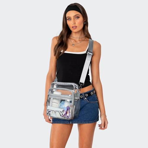 Image of LATMAP Clear Bag for Stadium Events 12x6x12 Clear Purse with 3-Zipper Pockets Crossbody Handbag Tote for Concerts Sports