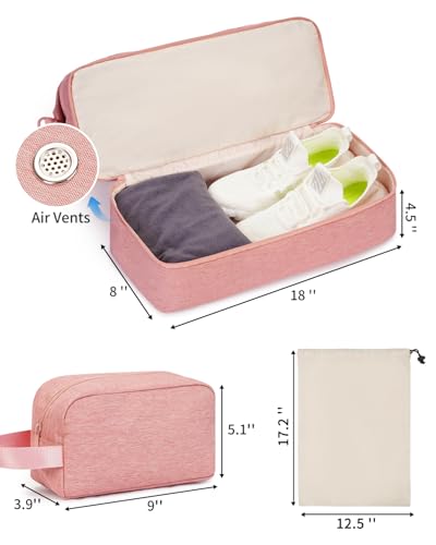 WANDF Travel Duffle Bag with Wet Pocket & Shoes Compartment, 18x14x8 Personal Item Travel Bag with USB Charging Port & Toiletry Bag for Gym, Weekend, Overnight, Hospital(Pink)2