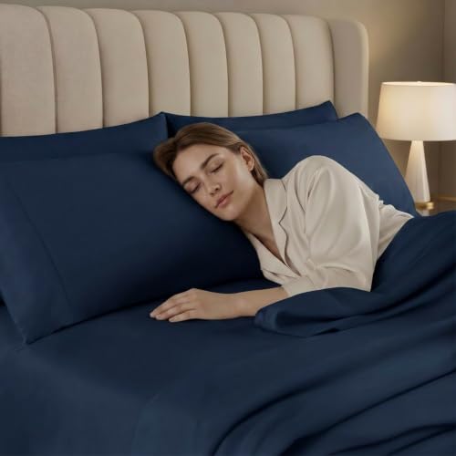 Image of 10-Pack Hotel Queen Sheet Set, Soft Brushed Microfiber Hotel Sheets, Hotel Quality Bedding,Deep Pocket, Shrink & Fade Resistant, Easy Care, Navy