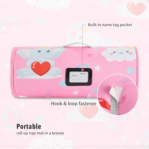 Image of MORAIS Toddler Nap Mat with Pillow and Blanket, 52 inch x 20 inch Lightweight and Soft Nap Mat for Preschool, Daycare, Travel Sleeping Bags
