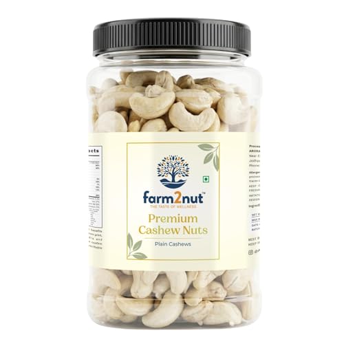 Image of farm2nut cashew 500gm | Natural Whole nuts | Airtight Jar | kaju 500g | Fresh & Crunchy nuts | cashew nuts 500gm | kaju 500 g|
