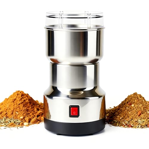 Image of Drumstone 𝟱 𝗬𝗲𝗮𝗿 𝗪𝗮𝗿𝗿𝗮𝗻𝘁𝘆 Domestic Stainless Steel Mixer Grinder for Coffee, Dry Spices, Herbs, Nuts & Grains | High-Speed Electric Grinding Machine | Multipurpose Kitchen Grinder|Silver