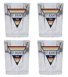 R and R Imports West Bountiful Utah 2 Ounce Square Base Liquor Shot Glass Retro Design 4-Pack