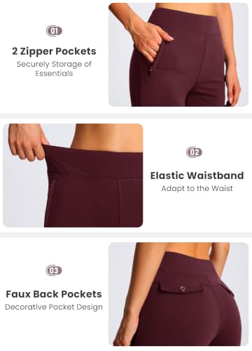 Libin Women's Fleece Lined Pants 31" Stretch Thermal Pants, Red Wine XL - image 4