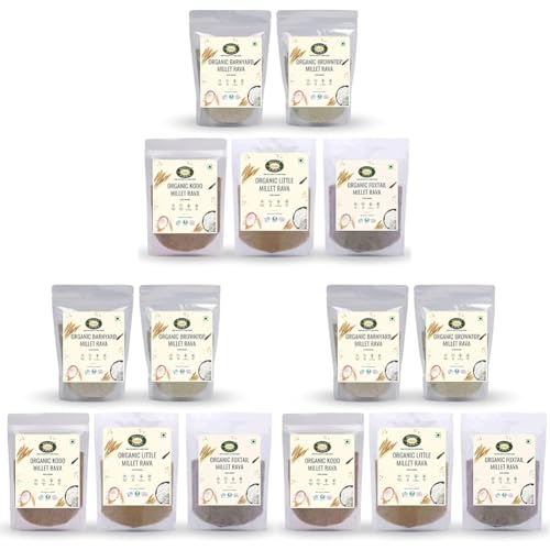 Image of MILLET AMMA Millet Grain Rava Combo, CERTIFIED ORGANIC Millet Pack of 15-2.5Kg, Positive Millets Due to its Balanced Nutritional Profile - Kodo, Foxtail, Browntop, Little, Barnyard