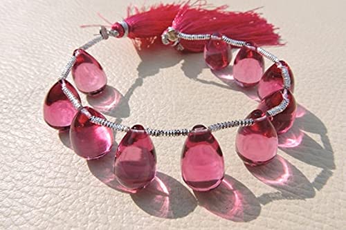 Quartz Hot Pink rubelite en perles gouttes polies de 16 MM pour la création de bijoux précieux