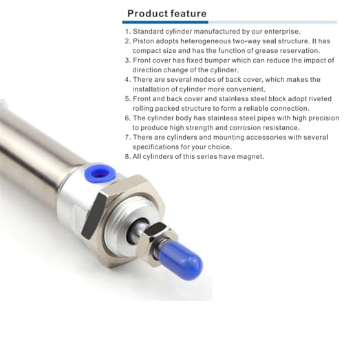 Mini cylindre en acier inoxydable MAC25 avec tampon d'air pneumatique