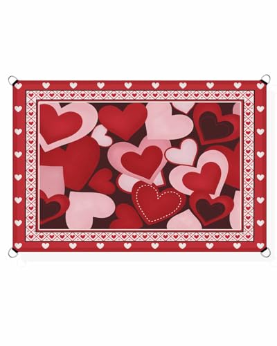 Boanket Sun Shade Sail 12' x 16', Red Love Heart Valentines Sun Blocking Shades Privacy Outdoor Covering, Romantic Love Heart Shade Cloth for Patio Deck Terrace Garden Lawns Beach Backyard