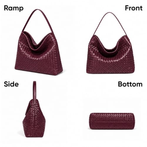 Image of Suede Woven Tote Bag for Women, Hobo Shoulder Bag for Work Travel