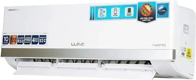 Image of Lloyd 1.5 Ton 3 Star Inverter Split AC (6 in 1 Convertible, Cools Even at 52C, Clean Filter Indication, Smart 4 Way Swing, White with Silver Deco Strip, GLS18I3KOESR)