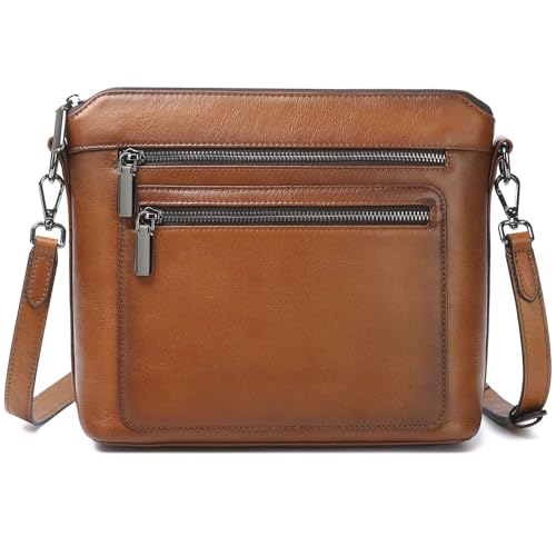 Image of COOLCY Genuine Leather Crossbody Bags for Women Purses and Handbags for Ladies with Multiple Pockets Shoulder Satchel Bag