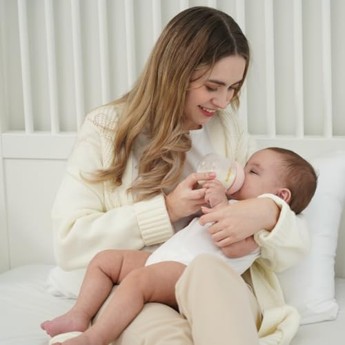 Oberni Glass Baby Bottles,Anti Colic Breastfeeding Bottle With Natural Response Nipple Size S,Wide Neck Slow Flow Baby Bottle For Baby,Newborn,Preemie 0-3 0-6 Month,Bpa Free thumb #1