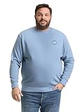 TOM TAILOR Herren 1050696 Plus Size-Sweatshirt mit Logo-Print, 28800-Faded Denim Blue, 5XL