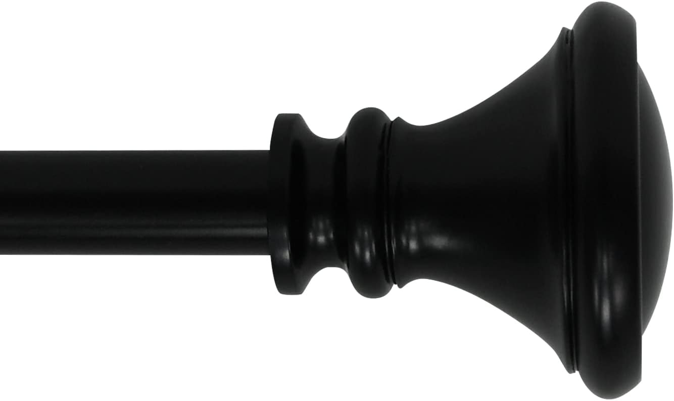 Jeco Scarlett Adjustable Single Curtain Rod 84" to 120"-Black