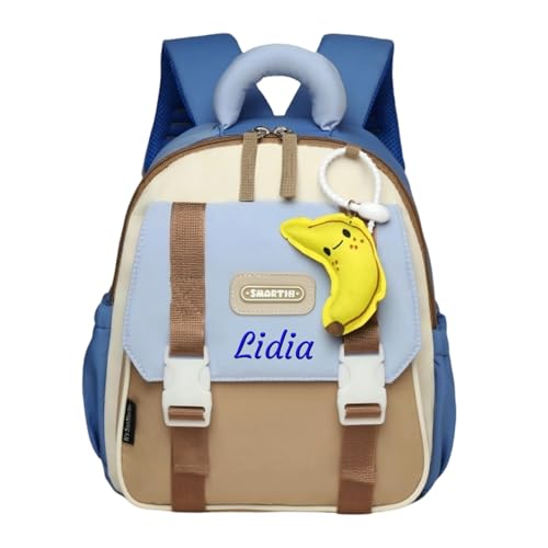 Genérico Mochila de berçário personalizada com nome bordado, mochila infantil para meninas e meninos com alça de peito, mochila de bebé creche ajustável 26 cm * 30 cm para berçário e viagens, azul