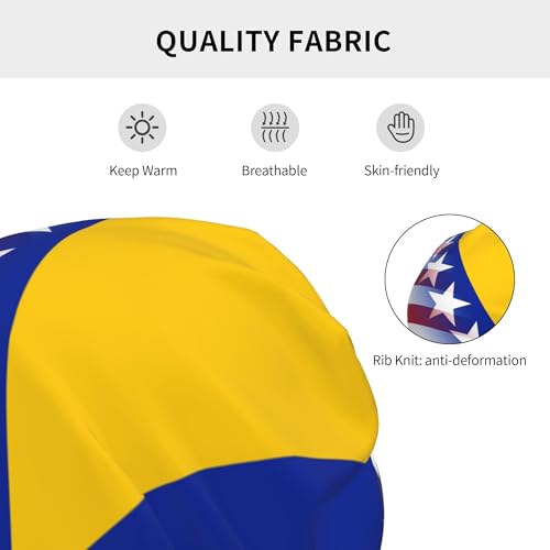 American Flag and Bosnian Flag Children Hip Hop Knitted Hat Kids Elastic Leisure Knit Cap Warm Sleep Beanies Black3