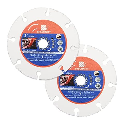 Carbide Multi Wheel,BRSCHNITT 2pcs 75mm with Arbor 10mm Tungsten Carbide Cut Off Wheel for Wood,Laminate,Gypsum board,Plastic for Angle Grinder Cutting Disc Cover