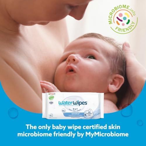 WaterWipes Sensitive+ Newborn & Baby Wipes, 3-In-1 Cleans, Cares, Protects, 99.9% Water, Unscented & Hypoallergenic, 240 Count (4 Packs) - 2