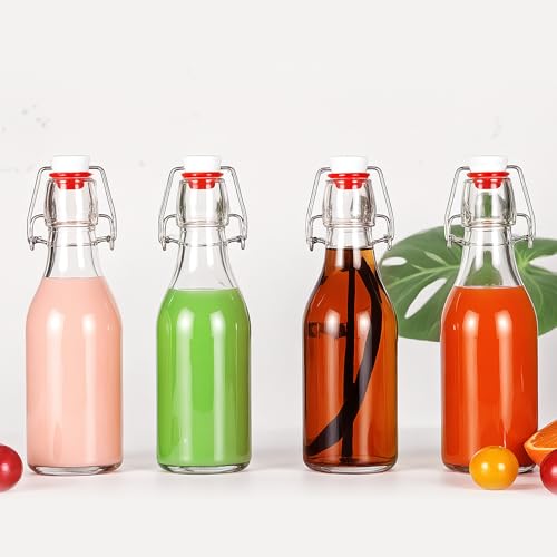 Image of YEBODA 8 oz Clear Swing Top Glass Bottles with Airtight Lids, 12 Pack