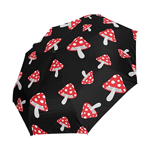 Sletend Mushroom Cartoon Portable Folding Windproof Automatic Umbrella,One Touch Auto Open And Close Button Compact Travel Umbrella For Women Men Kid #TOP1