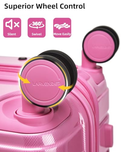 Image of LARVENDER Carry on Luggage 22x14x9 Airline Approved, 20 Inch Hardside Suitcase with Wheels TSA Lock, PC+ABS Lightweight Travel Luggage Sets for Women, Glossy Berry, 3 Piece Set