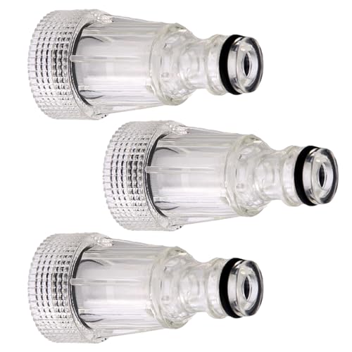 IUSOT Juego de 3 adaptadores de pistola de lavado a presión, conector de manguera a grifo, conector de grifo a manguera de 3/4 pulgadas con filtro de entrada, conector de manguera de lavado a chorro,