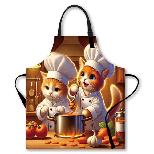 Image of Nuxovilar Decorative Kitchen Apron, 26.77x30.70 Inch Polyester Cooking Wearable Cover