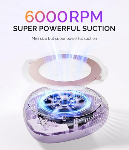 Image of MelodySusie Pocket-Sized Cordless Nail Dust Collector with Lightweight Design, PProR 6000RPM Mini Nail Vacuum Fan with 3 Suction Modes and 30 Disposable Filter Papers for DIY & Daily Nail Care,Purple