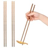 2 Pairs Cooking Chopsticks Long, 12.6 Inches Wooden Cooking Chopsticks, Extra Long Anti-Slip Chopstick for Noodles Frying Hot Pot, Extra Long Kitchen Cooking Chop Sticks