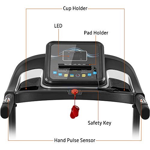 Image of Treadmill Home Folding Treadmill Treadmill with LCD Display Electric Treadmill Pulse Grip and Safety Key Suitable for Home Gym Black 50.5x 23.7x 45inch