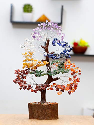 Image of HindCraft Seven Chakra Feng Shui Tree | Home & Office Decor Gift | Spiritual Energy & Healing Crystal Tree for Living Room, Hall & Table Decor | Gift for Men & Women - Housewarming & Marriage Gifts