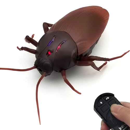Tipmant RC Cockroach Toy Remote Control Roach Insect Realistic Simulation Electric Electronic Animal for Cat Toddler Kids Birthday Gifts Includes Screwdriver Battery