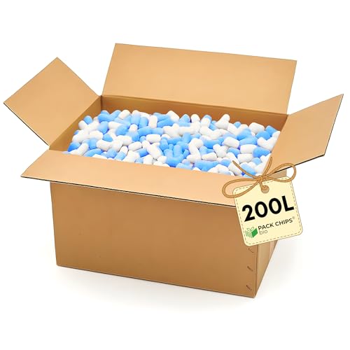 PACK CHIPS bio Verpackungschips Füllmaterial 200 L - Antistatische Polsterchips - Füllmaterial für Pakete - Verpackungsmaterial BIO - 100% Natürlich Abbaubar aus Stärke