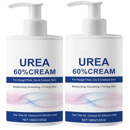 2PCS Deep Moisturizing Urea Cream for Cracked Heels and Dry Skin - Callus for Feet, Knees, and Hands - 60% Urea Hand Foot Cream for Intense Hydration and Softening