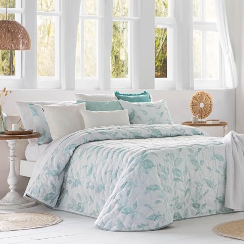 Colcha bouti de Entretiempo con Acolchado Fino Verona - Cama 135 cm (235x270) - Color Agua. Tejido de poliéster y algodón. Incluye Funda(s) de cojín de 50x70 cm.