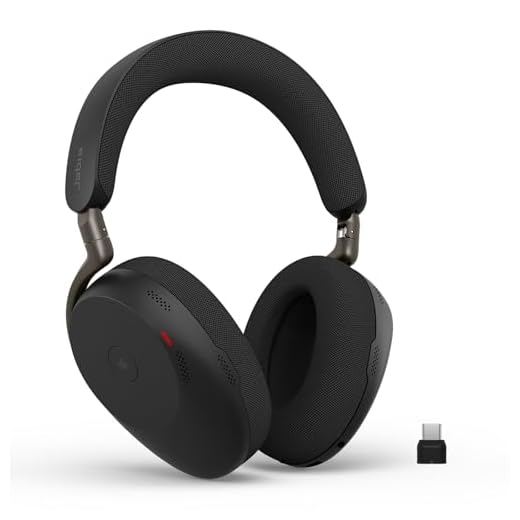 Jabra Evolve3 85 Over-Ear Bluetooth Headset kabellos mit Mikrofon für Büro, USB-C, KI-Sprachanruf, Adaptive Aktive Geräuschunterdrückung, 25h Akku, MS Teams Zertifiziert, Schwarz