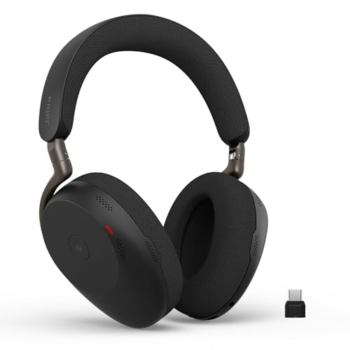Image of Jabra Evolve3 85 Over-Ear Wireless Bluetooth Headset with Microphone for Work, AI Voice Call Technology, Adaptive Active Noise Cancellation, 25-Hour Battery, USB-C, Microsoft Teams Certified, Black