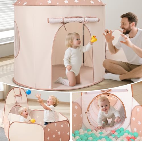 Sumbababy Kinderzelt Spieltunnel Indoor mit Bällebad: 3-in-1 Spielzelt Kinder Krabbeltunnel mit Bälle Bad Ohne Bälle für Motorische Fähigkeiten- Baby Bällebad Zelt Tunnel mit Aufbewahrungstasche(3+)