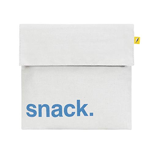Fluf Flip Snack Sack: Reusable Snack & Sandwich Bag | 100% organic cotton with RPET lining | Tested Food-Safe | Rinsable & Machine Washable (Snack Blue)
