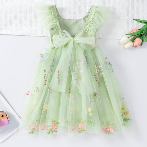 Image of Tutu.kk Toddler Girls Vintage Party Dress Ruffled Sleeve A-Line Tulle Flower Girl Dresses for Wedding,Birthday