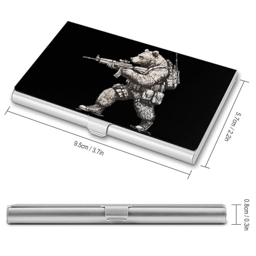 Bear with Gun Business Card Holder Slim Credit Case Pocket Name Case Wallet for Men Women2