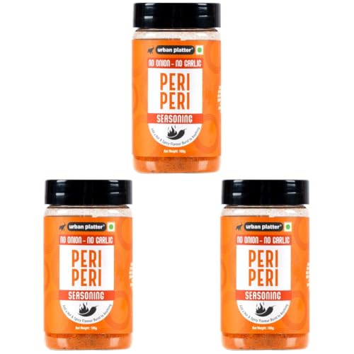 Image of Urban Platter Jain Peri Peri Seasoning, 100g (Signature African-Style Spice Blend | Onion & Garlic- free | Great For Fries, Popcorn, Makhanas & Marinades) (Pack of 3)