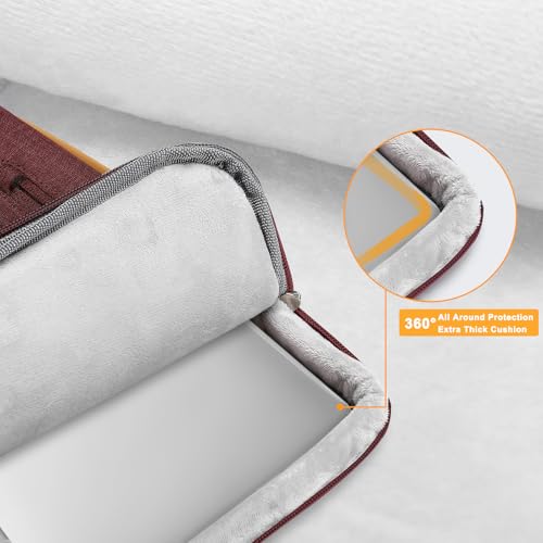 Image of MOSISO 360 Protective Laptop Case 13.3 inch, 13-13.3 inch Laptop Sleeve Compatible with MacBook Air /Pro 13 / Pro 14,HP Dell Acer ASUS,Side Open Carrying Case with 4 Zipper Pockets&Handle, Wine Red