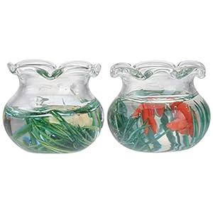 Yardwe – Ciotola per Pesci in Miniatura, per casa delle Bambole, in Vetro, 1:12, per Pesci Rossi, Decorazioni da Giardino